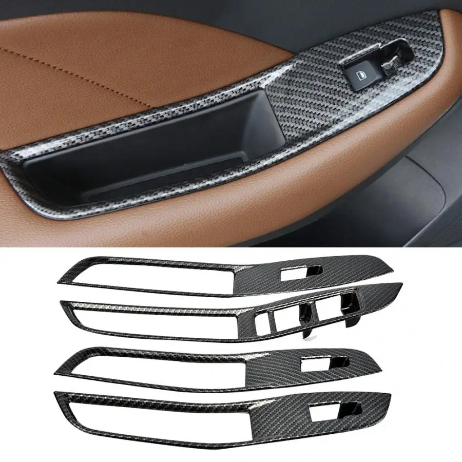 

4pcs/set Car Styling Window Switch Panel Cover Trim Decorative Sticker for MG ZS 2017-2018 Carbon Fiber Color