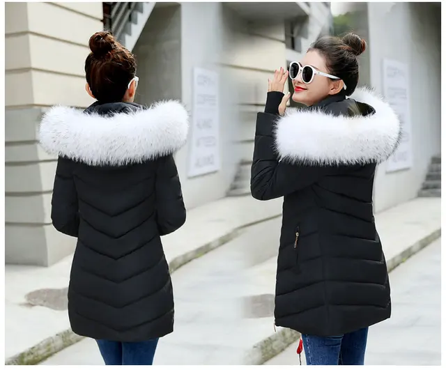 winter jacket women 2019 female coat Hooded Slim Outwear woman long parka  Faux fox fur Cotton Padded abrigos mujer invierno