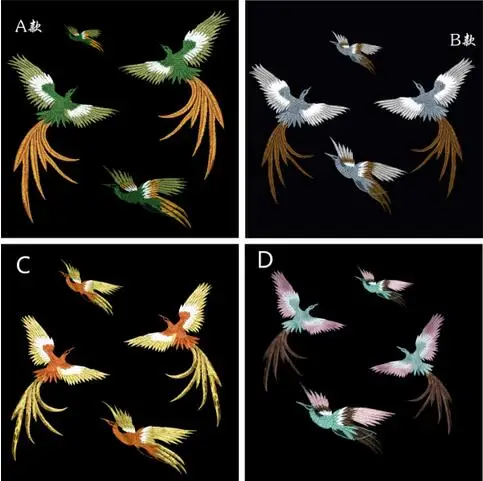 4 шт./лот/набор комбинация птиц феникс вышивка кружева патч аппликация паста ткань пришить на одежду аксессуары без резинки A285