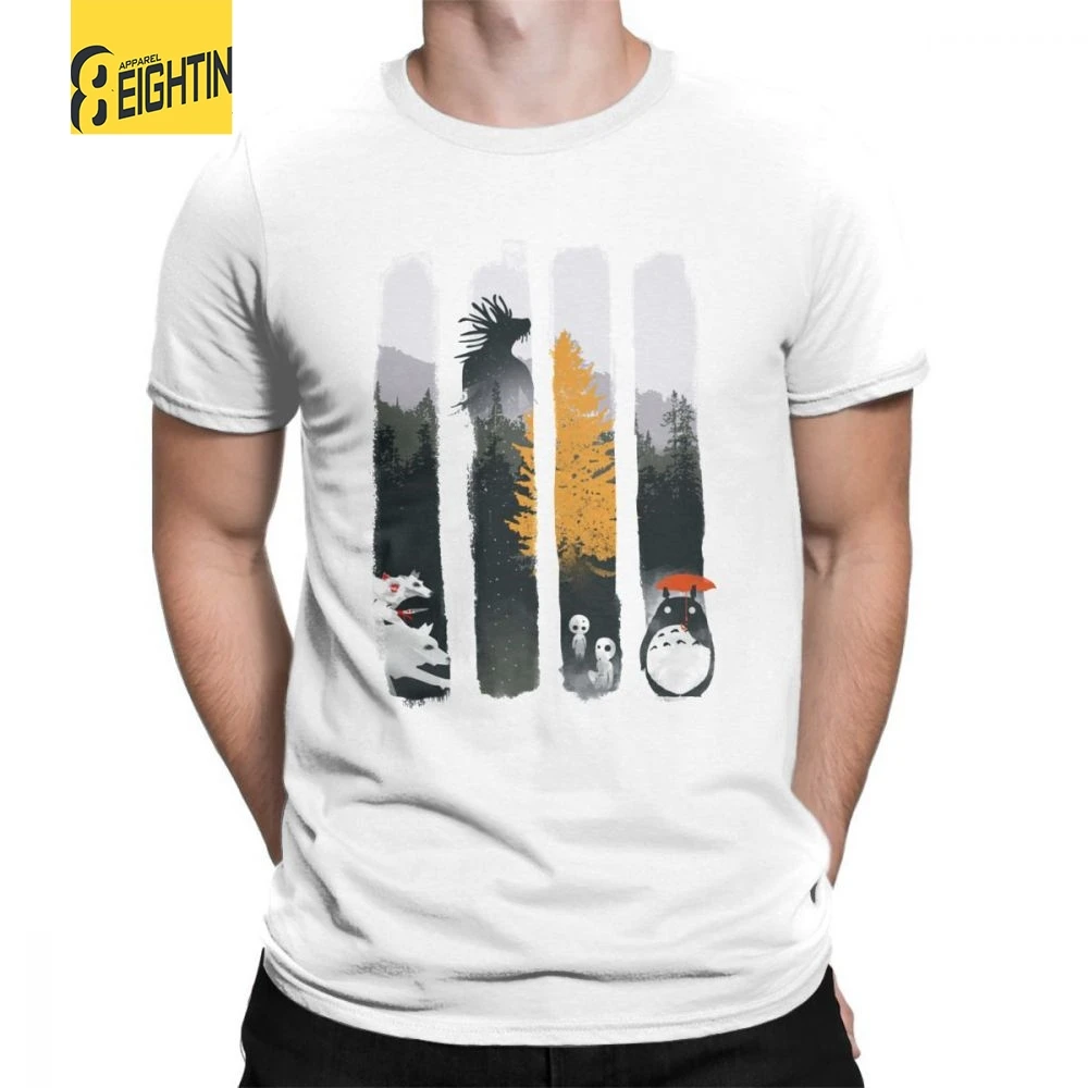 

Men T Shirt Mononoke Hime Forest Protectors Popular Short Sleeve Tees Crew Neck Tops Pure Cotton Graphic T-Shirt