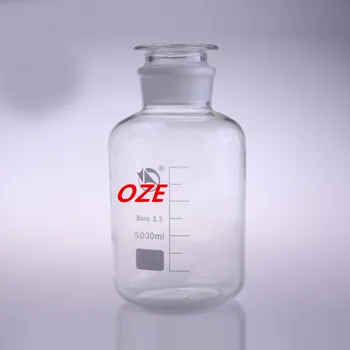 

1PCS Graduated Round Glass Reagent Bottle With Ground-in glass Stopper Wide Mouth 5000ml