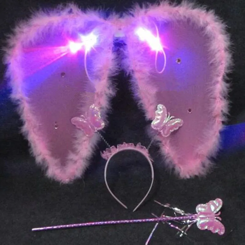 LED Light Angel Wings Headband Fairy Wand Sticks Kids Girls Princess Cosplay Costume Accessries Fancy Dress Halloween | Тематическая