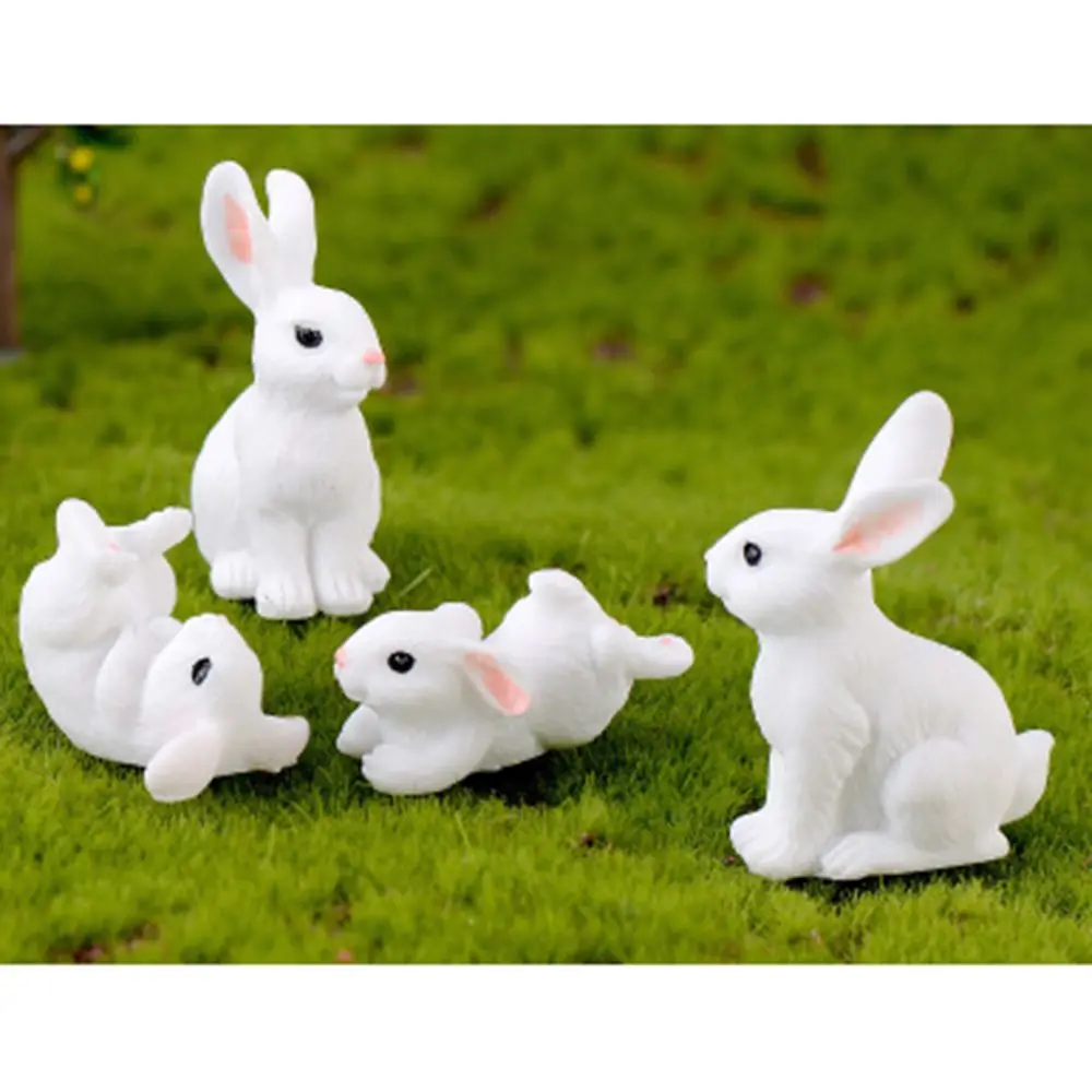 

Resin Home Green Cute Rabbit DIY Mini Decorations Happy Family Micro Landscape Cartoon Rabbit Gift Household Baby Toy