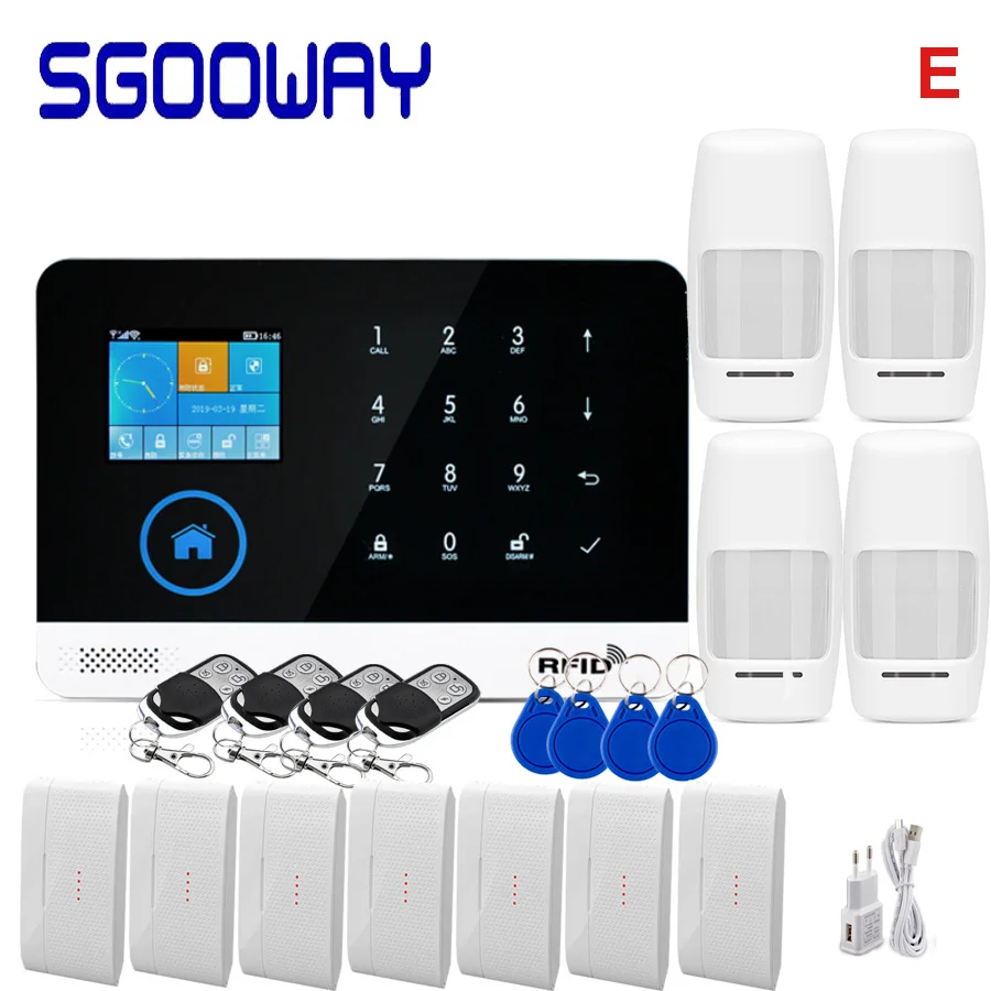 Sgooway завод wifi GSM GPRS беспроводная домашняя охранная сигнализация интегрированная с wifi IP камера - Цвет: Set E