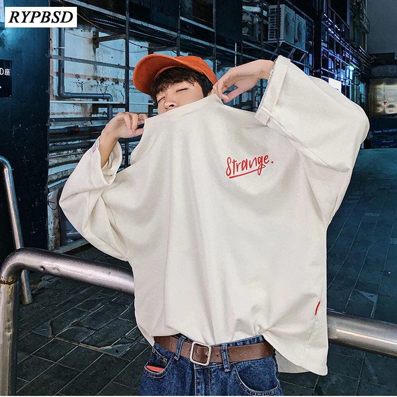 

2019 Spring New Letter Printing Oversized Men Sweatshirt Round Neck Korean Harajuku Men Hip Hop Pullover Sweatshirt Men M-XL