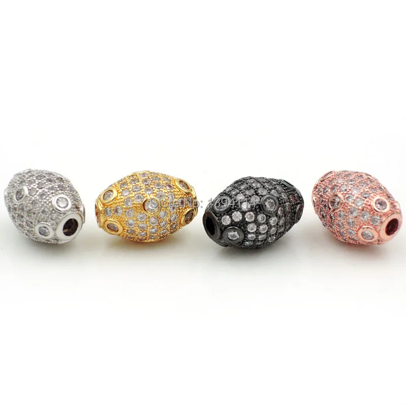 

14*10*10mm Micro Pave Clear CZ Chubby Beads With Bezel Setting Beads Fit For Making DIY Bracelets Or Necklaces Jewelry