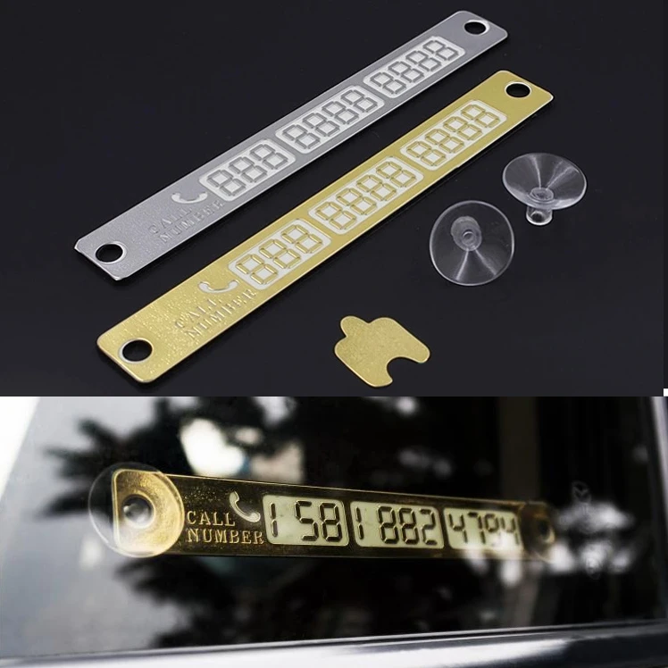 

silver/gold Luminous Temporary Parking Card With Suckers And Night Light Phone Number Card