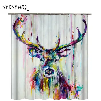 

retro elk shower curtain art new arrival woodland deer home decoration bathroom curtain waterproof