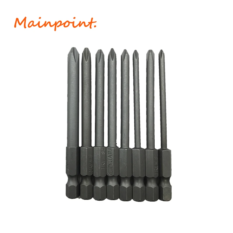 8Pcs Screwdriver Bits Set 75mm Long Hex Shank Cross Head S2
