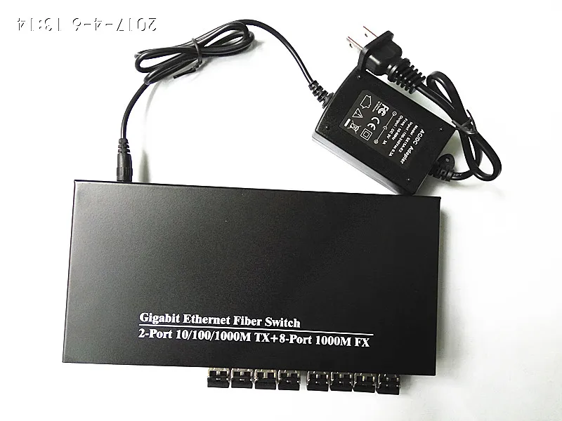 10 портовый гигабитный волоконный коммутатор с 2 портами RJ45 + 8 sfp сетевой 4 парой