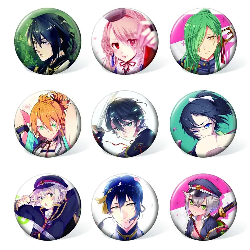 

(9pcs/set )58MM Anime Game Touken Ranbu Online Colorful Badge Fashion Costume Brooch Accessories