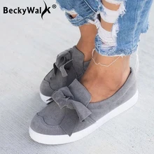 Женские лоферы; обувь размера плюс на платформе без шнуровки; обувь на плоской подошве с бантом; Женская Повседневная Осенняя обувь; женская обувь из флока на плоской подошве; SneakersWSH3333