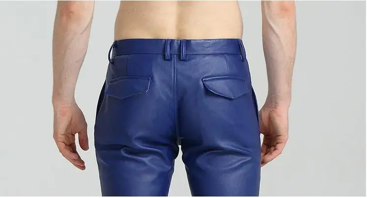 Мужские брюки из искусственной кожи PU материал черные обтягивающие брюки для фитнеса мотоциклетные кожаные Nigthclub брюки для мужчин
