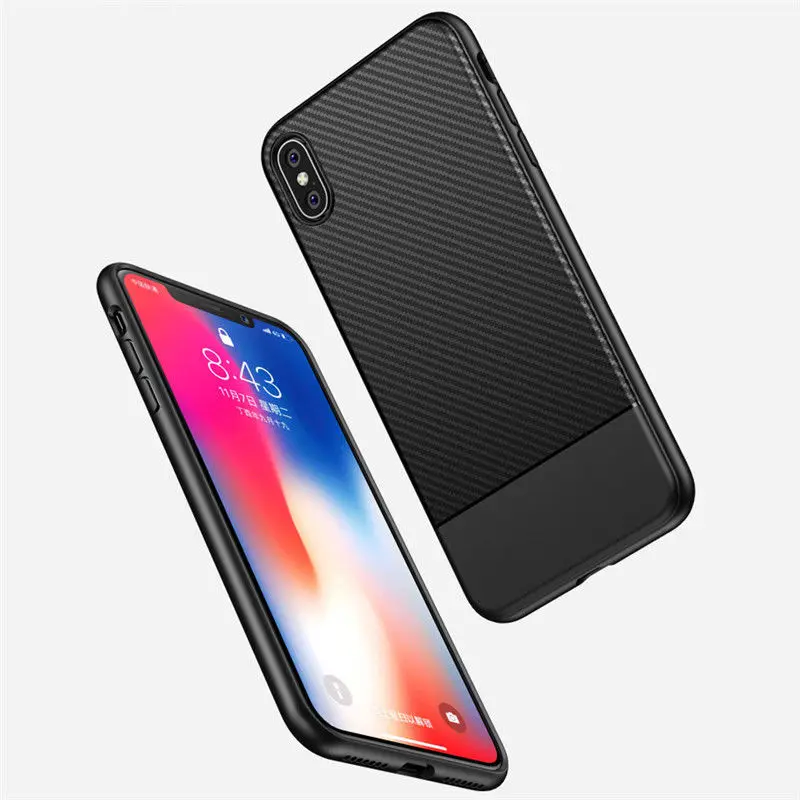cheap Luxury Hybrid Carbon Fiber Matte Smooth Case For iPhone XS Max XR Soft Silicon Shockproof Back Cover For iPhone X 6 6s 7 8 Plus