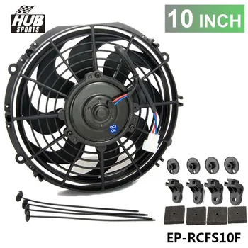 

UNIVERSAL SLIM 10" PULL/PUSH RADIATOR ENGINE BAY COOLING FAN+MOUNTING KIT BLACK HU-RCFS10F