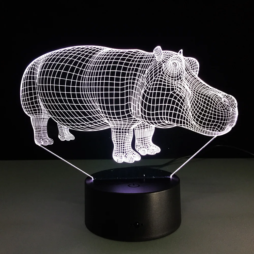 Hippo красочный сенсорный светодиодный 3D светодиодный светильник новинка подарок на Хэллоуин атмосфера Подарочная настольная лампа Светодиодный Ночник подарок на день рождения