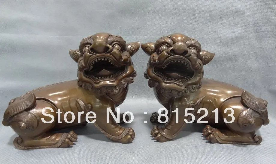 Wang 000266 Chinesa Pura Bronze Palácio Colocar FengShui Mal Fu Foo Dog