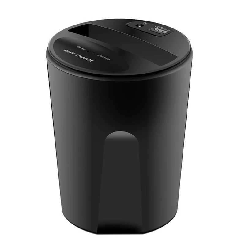 

Black Cylindrical 10W X8 Car Wireless Charger Cup With Usb Output For Iphonexs/X/8