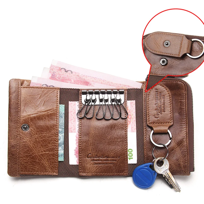 CONTACT'S Кожаный дизайнерский кошелек в винтажном стиле года с отделением для ключе и денег экономка ключевой кошелек для мужчин
