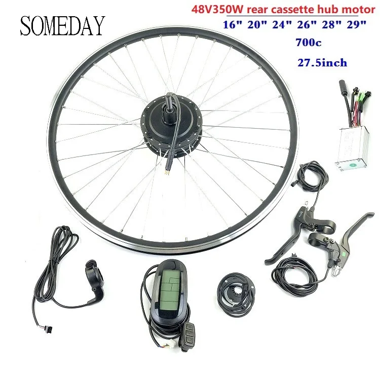 

SOMEDAY Electric Bicycle conversion kit with LCD6 display 48V350W E-BIKE Rear cassette Brushless Gear Motor with spoke and rim
