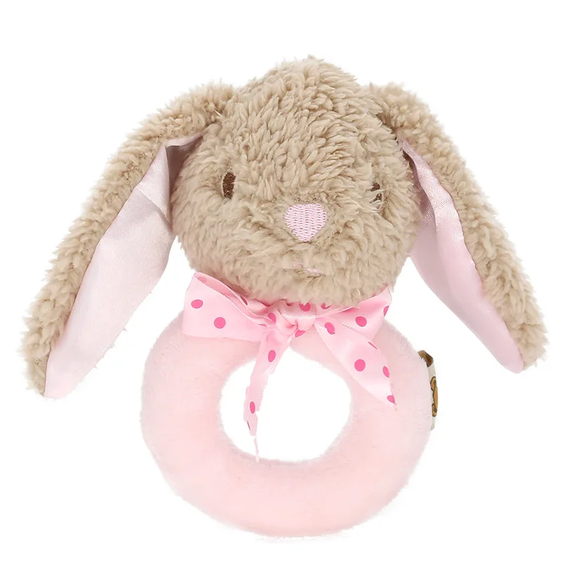 Игрушки для новорожденных 0-12 месяцев Кролик/олень/слон мягкие плюшевые погремушки для детей развивающие/Развивающие/Музыкальные/Мобильные детские игрушки - Цвет: Pink Rabbit
