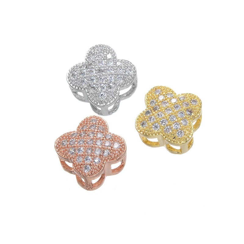 

2018 New Jewellery Findings & Components Zircon Flower Shape Micro Pave beads for jewelry making DIY accessories Fit Bracelets