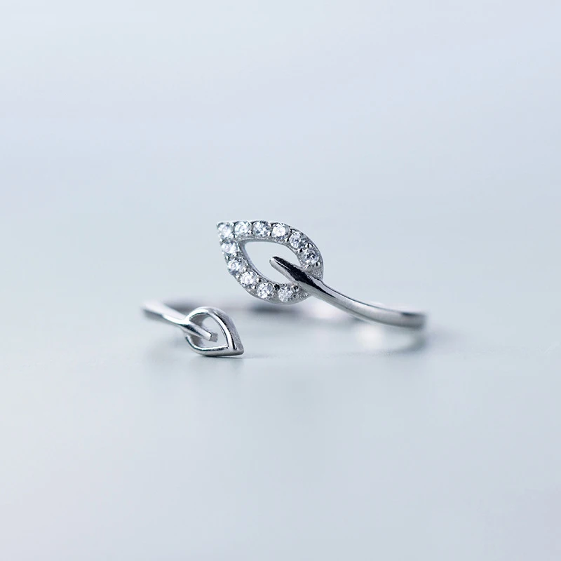 2019 100% 925 Sterling Silver Fashion Jewelry Double Hollow Leaf Round Cubic Zirconia Ring Sizable Girls Kids Xmas Gift Bijoux | Украшения