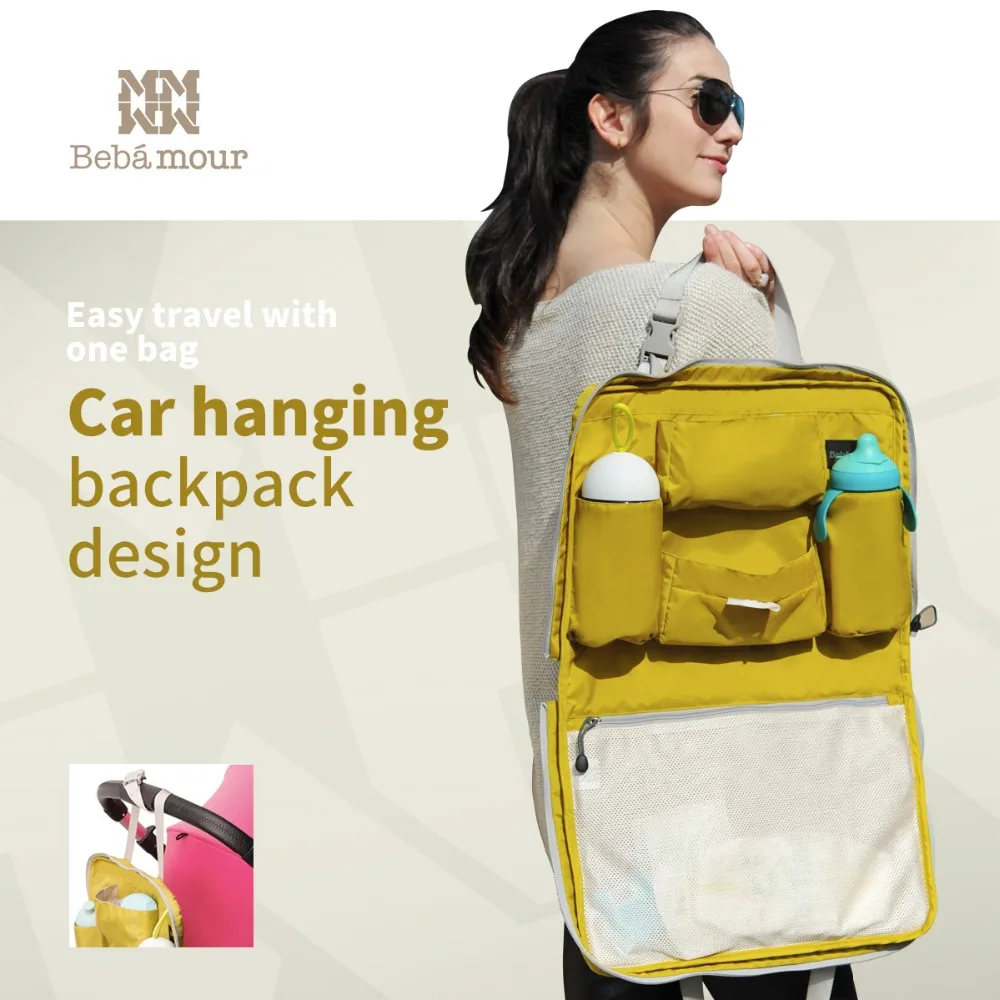 Bebamour Multifunctional Diaper Bag Waterproof Travel Bags Portable Car Hanging Light Bolsa Maternidade Nappy | Мать и ребенок