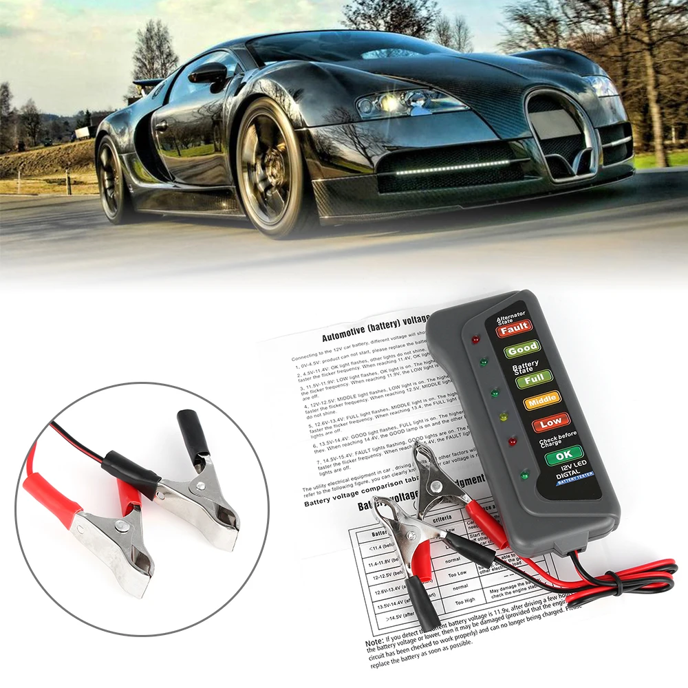 12V 15A 6 LED Car Digital Battery Alternator Tester Light Display