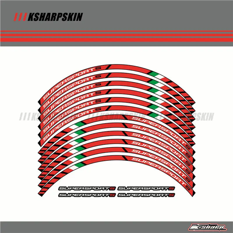 12 X толстый край внешний обод наклейки в полоску колесные наклейки подходят всем DUCATI Супер Спорт supersport s 939 - Цвет: K-LQT-DUC-SUP-01