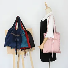 YILE сплошной цвет Атлас полиэстер Экологичная для шоппинга с ручкой сумка романтическая лента zt