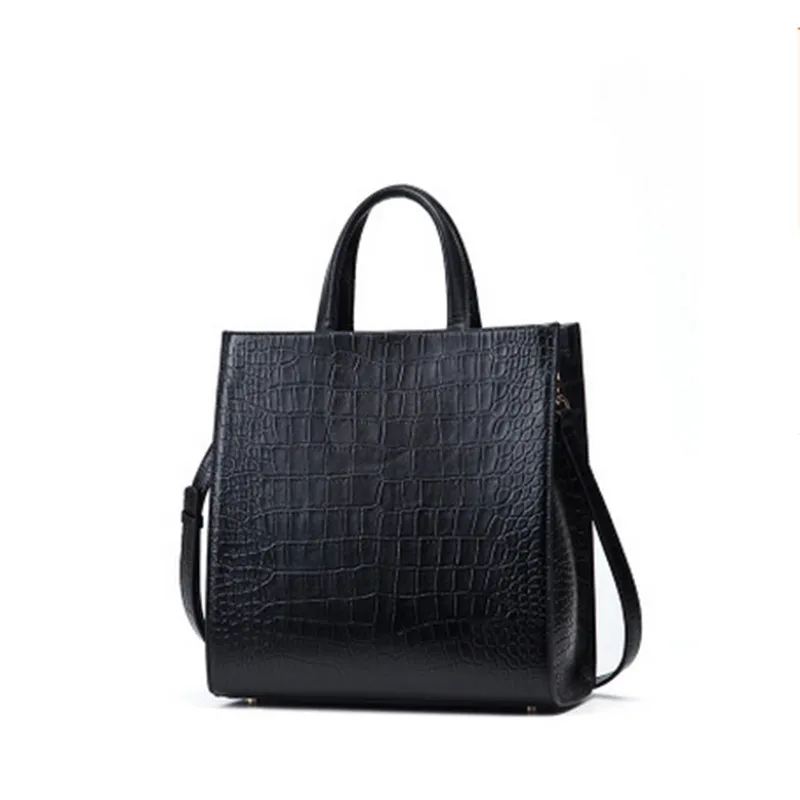 

100% Italian leather crocodile pattern lady bucketsbag Genuine leather High capacity luxury handbags women bags designer sac
