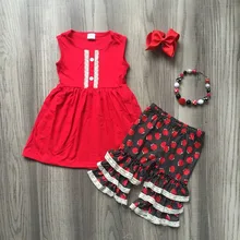 Горячее предложение, Новое поступление, Изысканная одежда для маленьких детей в школу, детское красное платье, штаны в горошек с аксессуарами