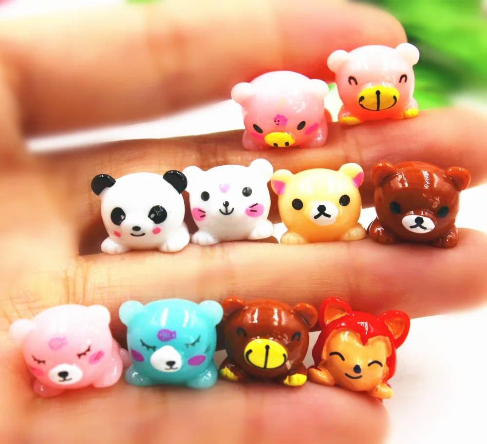 

10pcs/lot kawaii resin animals DIY resin cabochons accessories mix colors