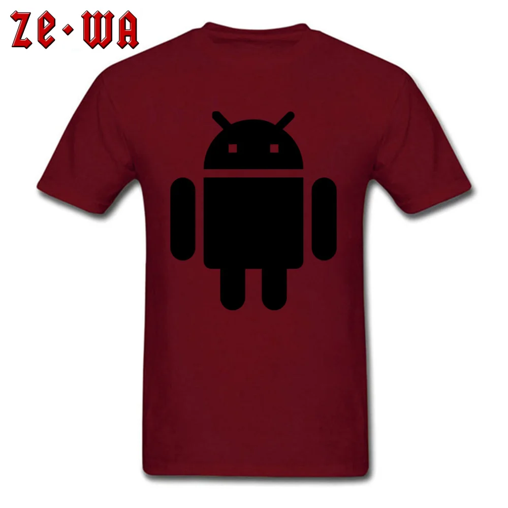Comics T-Shirt Funny Crew Neck Android Cotton Male Tops T Shirt Classic Short Sleeve Tops Shirts Free Shipping Android maroon