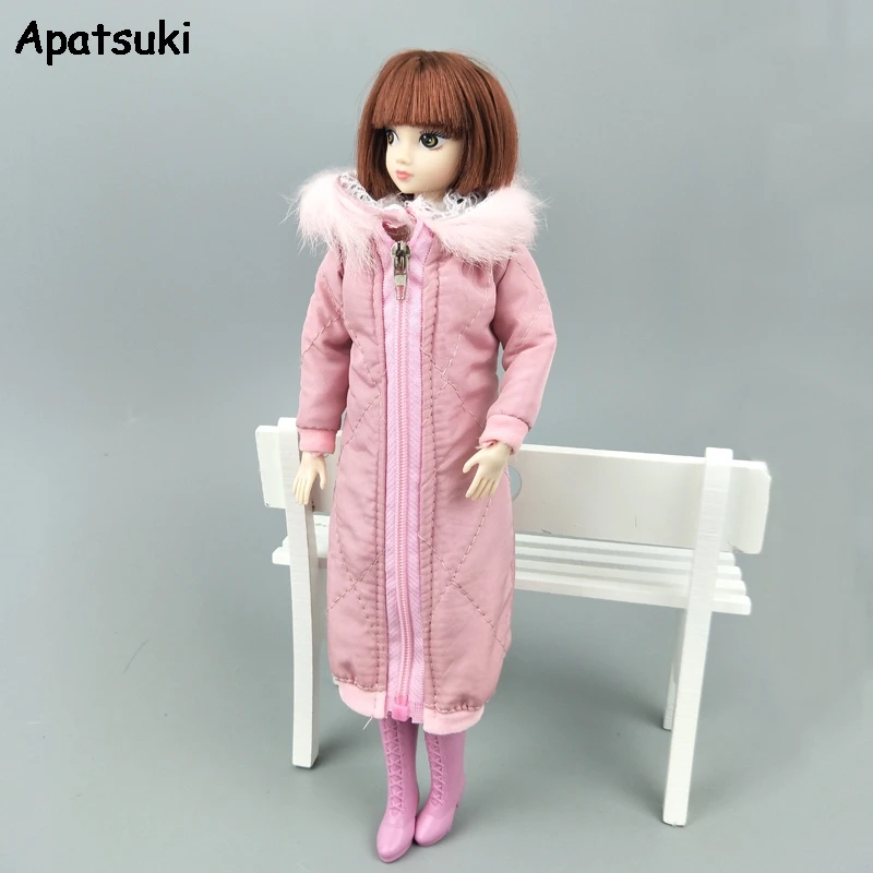 Розовая Длинная зимняя куртка наряды для куклы Барби одежда парка BJD 1/6 1:6