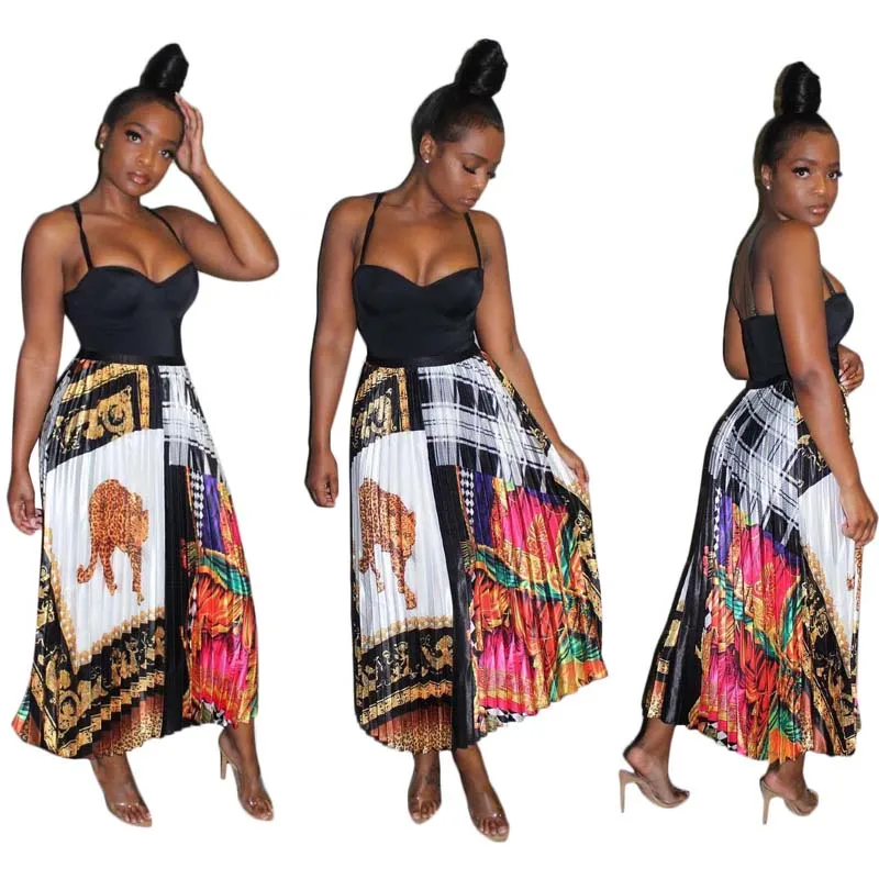 Сезон: весна–лето Мода длинная юбка макси со складками Для женщин Высокая Талия пляжная юбка в стиле бохо для Patyclub
