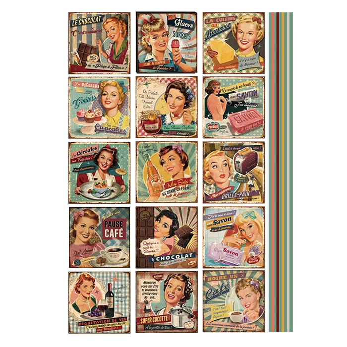 

Retro girl old English newspaper retro flower sulfuric acid paper material DIY craft photo albums decorative stationery sticker