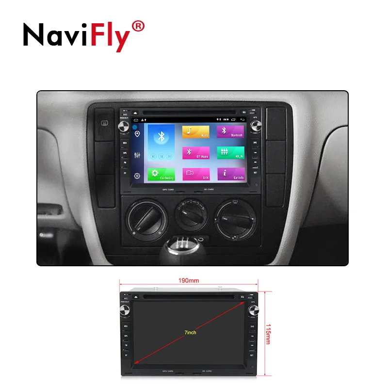 Sale NaviFly 2 Din 2G+32G Android 9.1 Quad core Car Stereo Multimedia DVD Player GPS for Volkswagen Jetta Golf IV Passat B5 Polo 1
