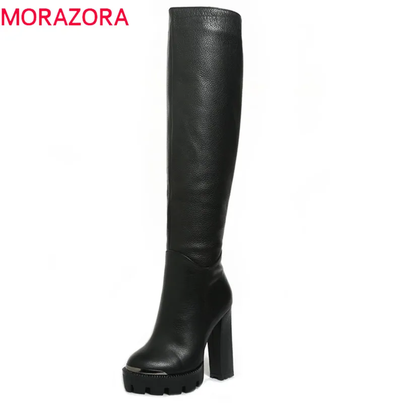 MORAZORA/2020 г. Сапоги выше колена из натуральной кожи и pu искусственной женские