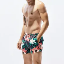 Популярные мужские сексуальные спортивные штаны с цветочным принтом Летний Пляжный купальный серфинг быстросохнущие шорты с коротким низом DO2