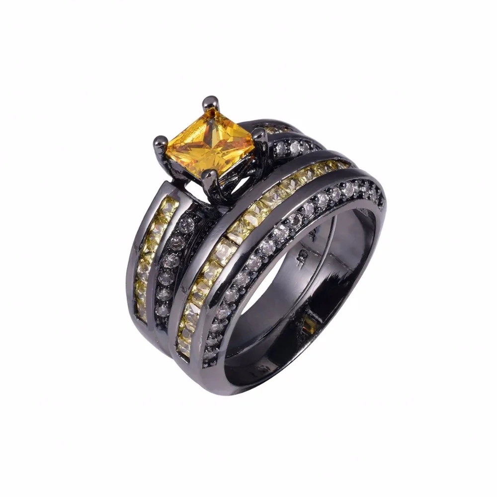Buy Fashion Precious Princess cut gold Topaz CZ ring