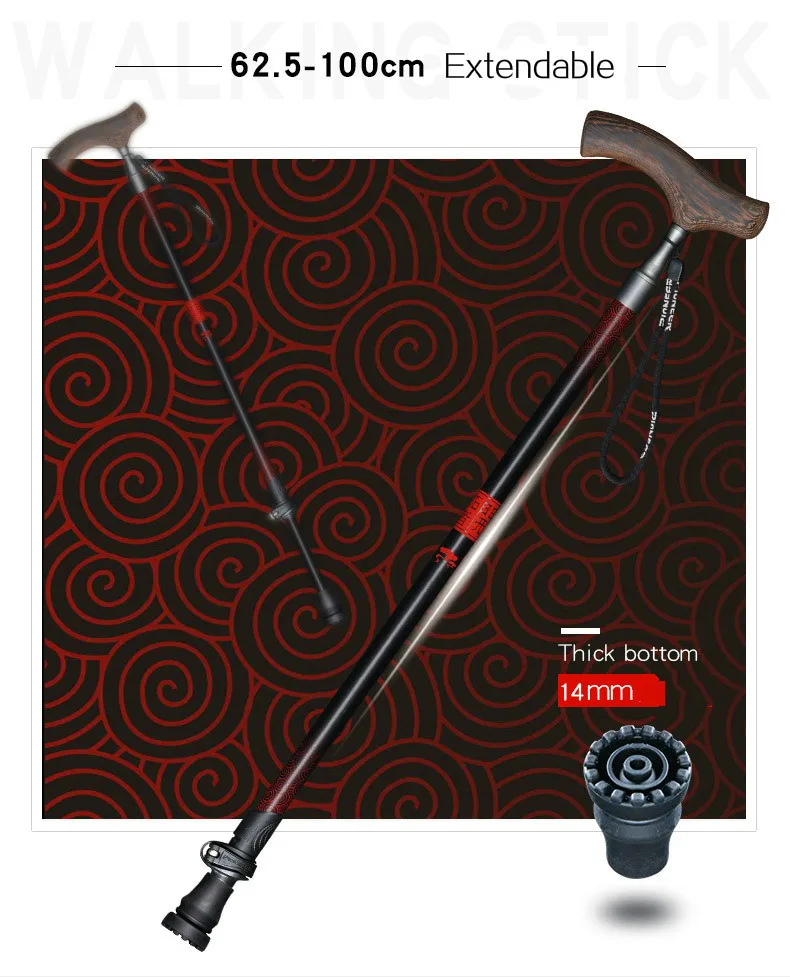 Bengala da Asa de Galinha de Madeira Retrátil Punho Velho Bengala Alumínio Leve Idosos Walki 7075 4 High Quality Esporte e Lazer
