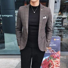 Осень и зима британский ветер тысячи птиц темперамент прилива мужской бизнес Тонкий маленький костюм мужская куртка