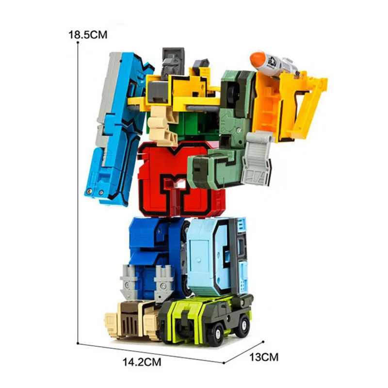 10Pcs Creative Assembling Educational Blocks Action Figure Number Transformation Robot Deform Plane Car Gift Toys for Children
