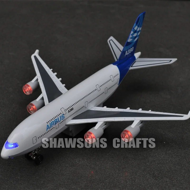 

Diecast Metal Plane Model Toys 8" Airbus A380 Pull Back Replica w/ Sound & Light