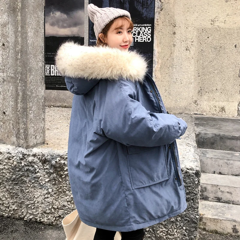 Женская длинная куртка-пуховик Maomaokong Harajuku Длинная зимняя куртка большого