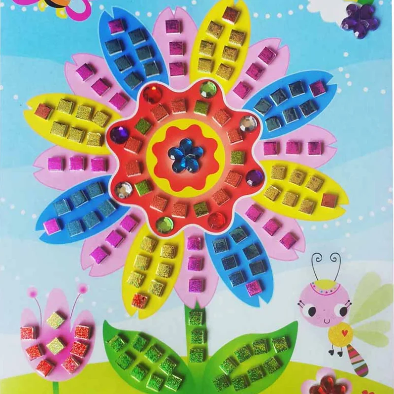 Милый мультфильм мозаика наклейки головоломки Блестящий эва детский сад для DIY художественных промыслов обучения детей развивающие