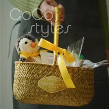 Cocostyles изготовленная на заказ деревенская плетеная корзина с лентой для свадебной вечеринки подарок корзины или подарочный набор ко Дню Святого Валентина