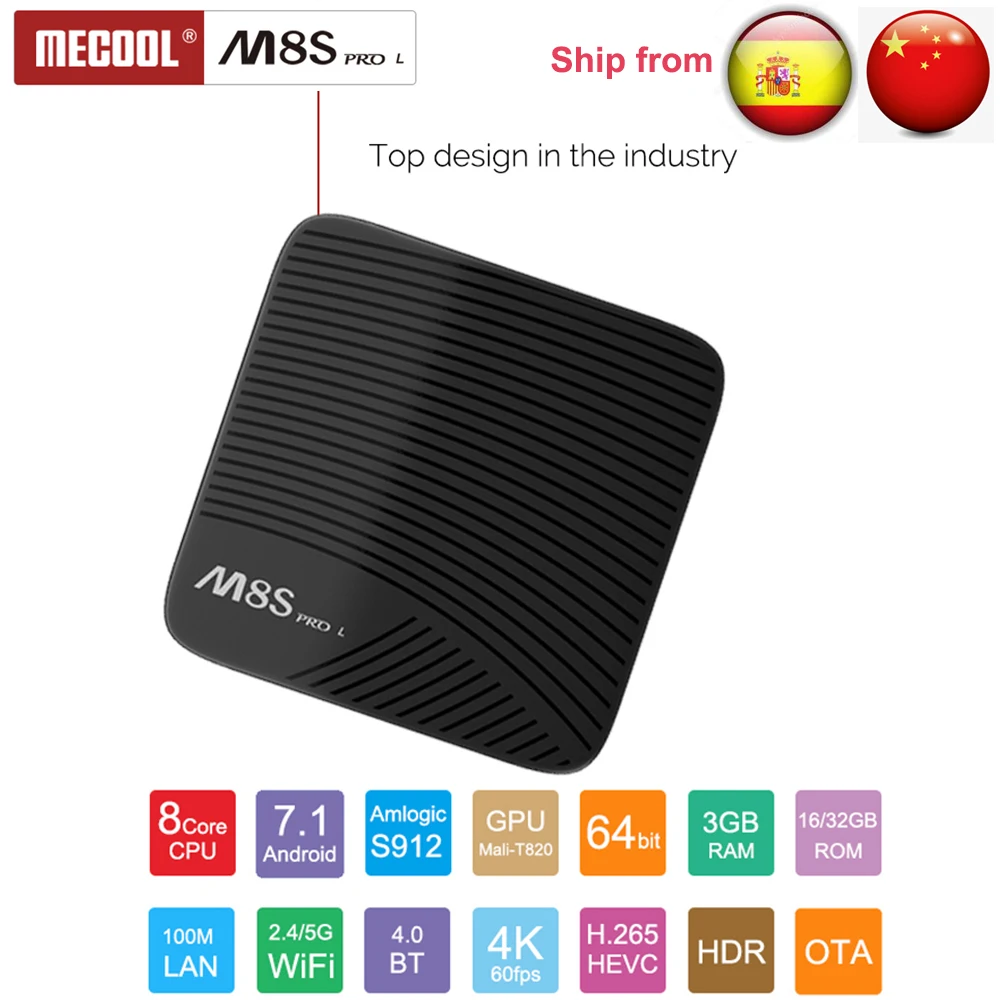 

Mecool M8S PRO L Voice Control 4K TV Box Android 7.1 Amlogic S912 3G 16G/3G 32G Bluetooh 4.1 WIFI Set-top Box 3D Media Player